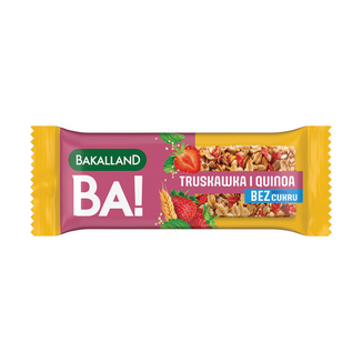 Bakalland BA! Baton zbożowy, truskawka i quinoa, bez dodatku cukru, 30 g - zdjęcie produktu