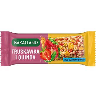 Bakalland Baton zbożowy, truskawka i quinoa, bez dodatku cukru, 30 g - zdjęcie produktu