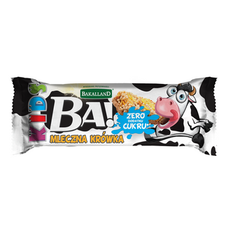 Bakalland BA! Kids Baton zbożowy, Mleczna krówka, bez dodatku cukru, 25 g - zdjęcie produktu