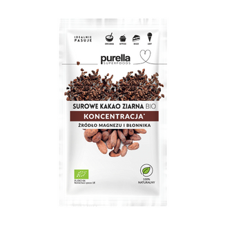 Purella Superfoods Surowe kakao Bio, ziarna, 21 g - zdjęcie produktu