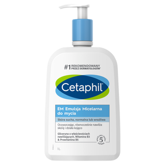 Cetaphil EM, emulsja micelarna do mycia skóry wrażliwej, dla całej rodziny, 1000 ml - zdjęcie produktu