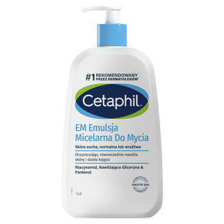 Cetaphil EM, emulsja micelarna do mycia skóry wrażliwej, dla całej rodziny, 1000 ml Cetaphil EM, emulsja micelarna do mycia skóry wrażliwej, dla całej rodziny, 1000 ml - zdjęcie produktu