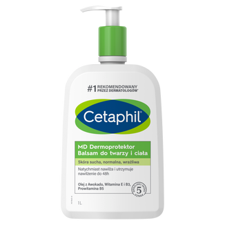 Cetaphil MD Dermoprotektor, balsam nawilżający do twarzy i ciała, skóra sucha i wrażliwa, z pompką, 1000 ml - zdjęcie produktu