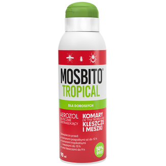 Mosbito Tropical, aerozol skutecznie odstraszający komary, kleszcze i meszki, DEET 50%, 90 ml KRÓTKA DATA - zdjęcie produktu
