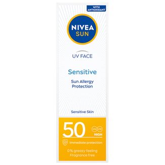 Nivea Sun Sensitive, krem ochronny do twarzy dla skóry wrażliwej, SPF 50, 50 ml - zdjęcie produktu