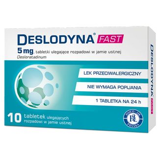 Deslodyna Fast 5 mg, 10 tabletek ulegających rozpadowi w jamie ustnej - zdjęcie produktu