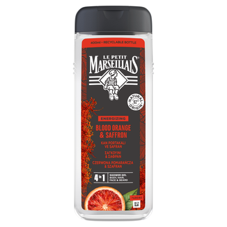 Le Petit Marseillais, żel pod prysznic 3w1 dla mężczyzn, czerwona pomarańcza i szafran, 400 ml - zdjęcie produktu