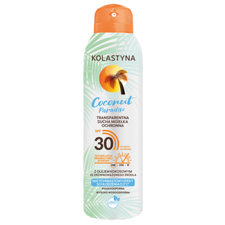 Kolastyna Coconut Paradise, transparentna sucha mgiełka ochronna do ciała, SPF 30, 150 ml - zdjęcie produktu