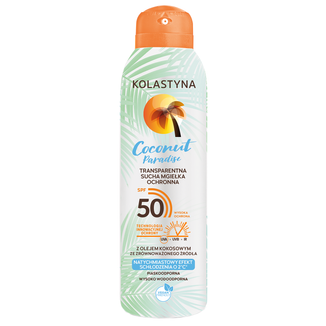 Kolastyna Coconut Paradise, transparentna sucha mgiełka ochronna do ciała, SPF 50, 150 ml - zdjęcie produktu