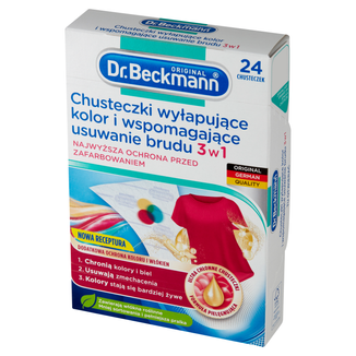 Dr. Beckmann, chusteczki wyłapujące kolor i wspomagające usuwanie brudu 3w1, 24 sztuki - zdjęcie produktu