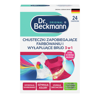 Dr. Beckmann, chusteczki wyłapujące kolor i wspomagające usuwanie brudu 3w1, 24 sztuki - zdjęcie produktu