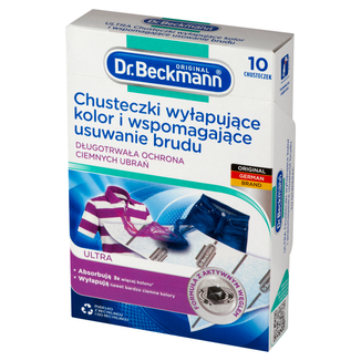 Dr. Beckmann, chusteczki wyłapujące kolor i wspomagające usuwanie brudu, do tkanin ciemnych, Ultra, 10 sztuk - zdjęcie produktu