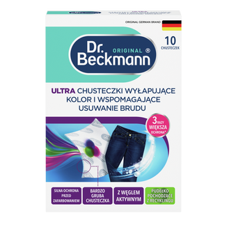 Dr. Beckmann, chusteczki wyłapujące kolor i wspomagające usuwanie brudu, do tkanin ciemnych, Ultra, 10 sztuk - zdjęcie produktu