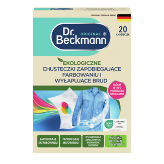 Dr. Beckmann, ekologiczne chusteczki wyłapujące kolor i wspomagające usuwanie brudu, 20 sztuk - zdjęcie produktu