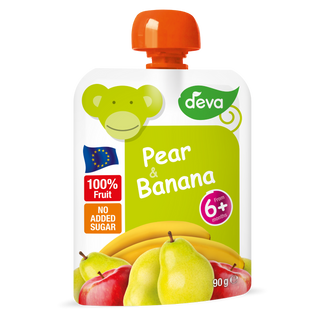 Deva Mus owocowy, gruszka i banan, po 6 miesiącu, 90 g - zdjęcie produktu