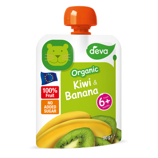 Deva Organic Mus owocowy Bio w tubce, kiwi i banan, po 6 miesiącu, 90 g KRÓTKA DATA - zdjęcie produktu