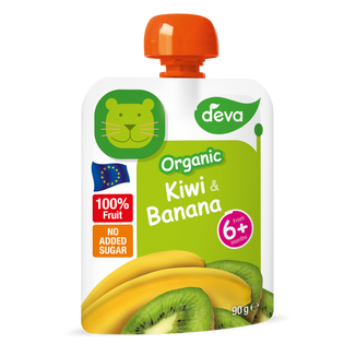 Deva Organic Mus owocowy Bio w tubce, kiwi i banan, po 6 miesiącu, 90 g - zdjęcie produktu