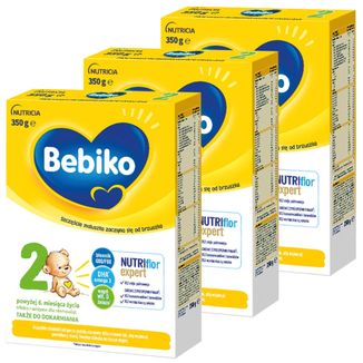 Zestaw Bebiko 2 Nutriflor Expert, mleko następne, powyżej 6 miesiąca, 3 x 350 g - zdjęcie produktu