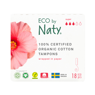 Eco By Naty, tampony higieniczne z organicznej bawełny, Super, 18 sztuk - zdjęcie produktu