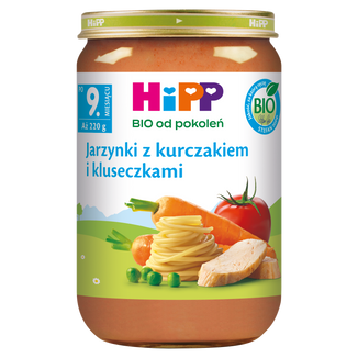 HiPP BIO od pokoleń, jarzynki z kurczakiem i kluseczkami, po 9 miesiącu, 220 g - zdjęcie produktu