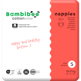 Bambiboo Cottonwear, pieluchy jednorazowe ekologiczne, z bawełną organiczną, Junior, rozmiar 5, 12-17 kg, 28 sztuk - miniaturka zdjęcia produktu