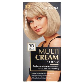 Joanna Multi Cream Color, farba do włosów, 32 platynowy blond, 1 sztuka USZKODZONE OPAKOWANIE - zdjęcie produktu