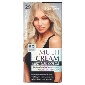 Joanna Multi Cream Metallic Color, farba do włosów, 29 bardzo jasny śnieżny blond, 1 sztuka - zdjęcie produktu