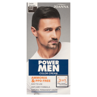 Joanna Power Men, farba do włosów, brody i wąsów, 02 dark brown, 1 sztuka - zdjęcie produktu