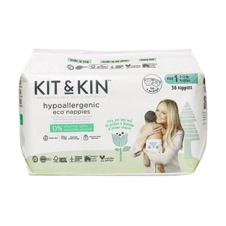 Kit&Kin, pieluszki jednorazowe, biodegradowalne, rozmiar 1, 2-5 kg, 38 sztuk - zdjęcie produktu