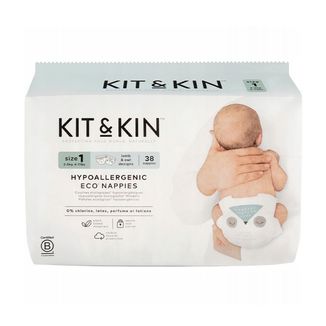 Kit&Kin, pieluszki jednorazowe, biodegradowalne, rozmiar 1, 2-5 kg, 38 sztuk - zdjęcie produktu