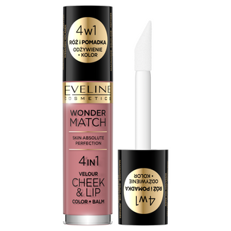 Eveline Cosmetics Wonder Match Velour Cheek&Lip, róż i pomadka w płynie, nr 02, 4,5 ml - zdjęcie produktu