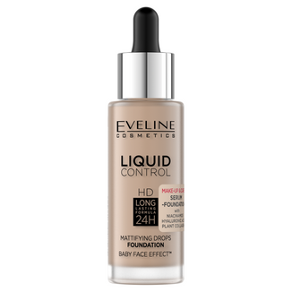 Eveline Cosmetics Liquid Control HD, podkład matujący, nr 25, Light Rose, 32 ml - zdjęcie produktu