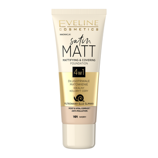 Eveline Cosmetics Satin Matt Foundation, matujący podkład do twarzy, 101 Ivory, 30 ml - zdjęcie produktu