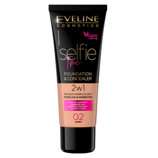 Eveline Cosmetics Selfie Time, podkład kryjąco-nawilżający 2w1, 02 Ivory, 30 ml - zdjęcie produktu