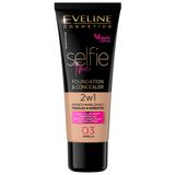 Eveline Cosmetics Selfie Time, podkład kryjąco-nawilżający 2w1, 03 Vanilla, 30 ml - miniaturka zdjęcia produktu