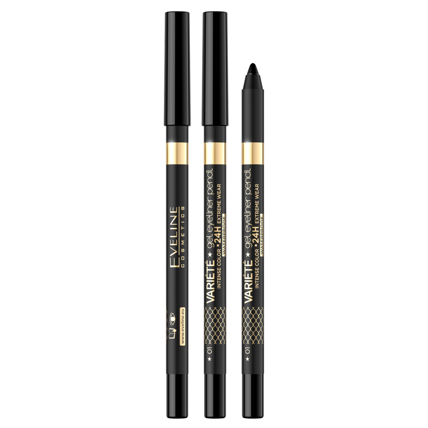 Nieznana Eveline Cosmetics Variete, żelowa kredka do oczu, wodoodporna, nr 01 black, 1 sztuka