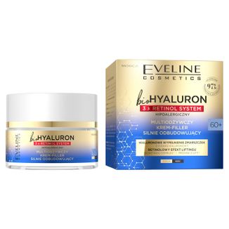 Eveline Cosmetics Bio Hyaluron 3 x Retinol 60+, multiodżywczy krem-filler silnie odbudowujący, 50 ml - zdjęcie produktu