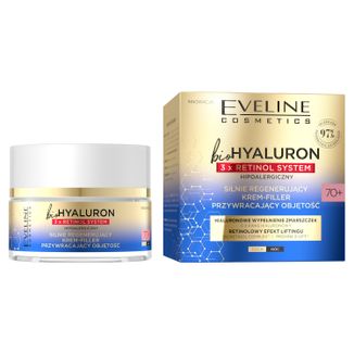 Eveline Cosmetics Bio Hyaluron 3 x Retinol 70+, silnie regenerujący krem-filler przywracający objętość, 50 ml - zdjęcie produktu