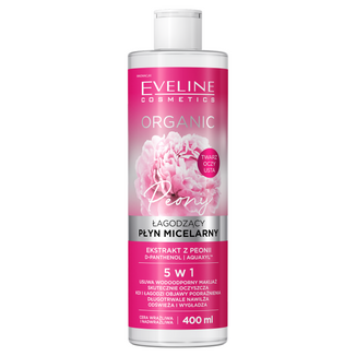 Eveline Cosmetics Organic, łagodzący płyn micelarny 5w1, Peonia, 400 ml - zdjęcie produktu