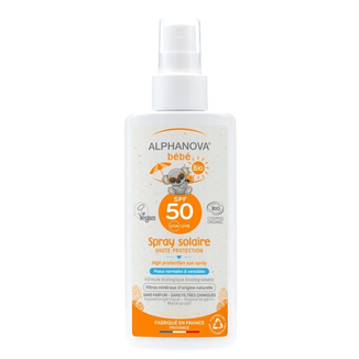 Alphanova Bebe, spray przeciwsłoneczny dla dzieci i niemowląt, hipoalergiczny, SPF 50, 125 g KRÓTKA DATA - zdjęcie produktu