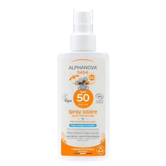 Alphanova Bebe, spray przeciwsłoneczny dla dzieci i niemowląt, hipoalergiczny, SPF 50, 125 g - zdjęcie produktu