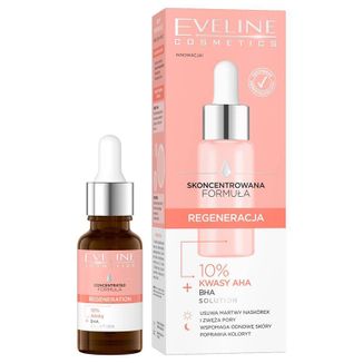 Eveline Cosmetics Skoncentrowana Formuła, serum regenerujące, 10 % kwasy AHA,18 ml USZKODZONE OPAKOWANIE - zdjęcie produktu