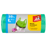 Jan Niezbędny, worki na śmieci HD, T-shirt, zielone, zawiązywane, 35 l, 30 sztuk - miniaturka zdjęcia produktu