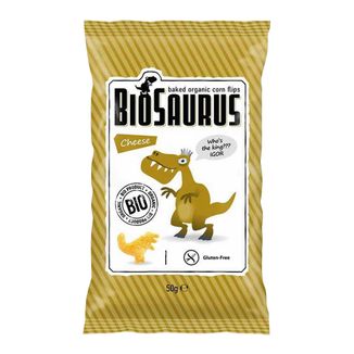 BioSaurus, pieczone chrupki kukurydziane Bio, smak serowy, 50 g - zdjęcie produktu