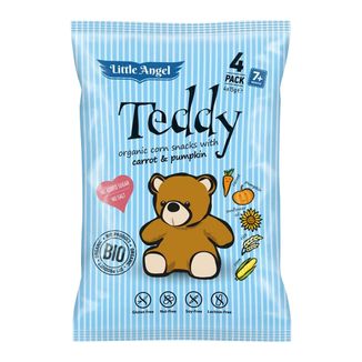 Little Angel Teddy Chrupki kukurydziane Bio, marchew i dynia, po 7 miesiącu, 4 x 15 g KRÓTKA DATA - zdjęcie produktu