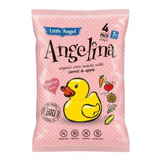 Little Angel Angelina Chrupki kukurydziane Bio, marchew i jabłko, po 7 miesiącu, 4 x 15 g - zdjęcie produktu