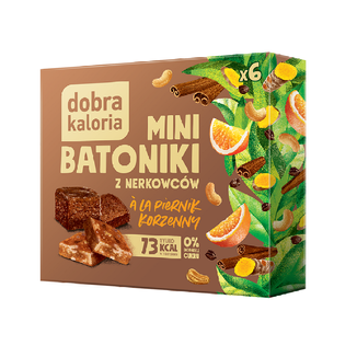 Dobra Kaloria Mini batoniki z nerkowców a'la piernik korzenny, bez dodatku cukru, 6 sztuk - zdjęcie produktu