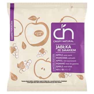 Crispy Natural Jabłka Wiosenne, suszone chipsy z jabłka wiosennego z sokiem z czarnej porzeczki i witaminami C i E, 18 g - zdjęcie produktu