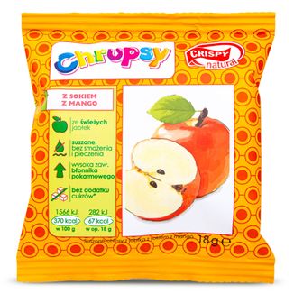Crispy Natural Chrupsy, suszone chipsy z jabłka o smaku mango, 18 g - zdjęcie produktu