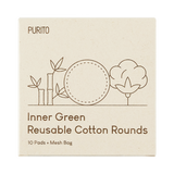 Purito Inner Green Reusable Cotton Rounds, bambusowo-bawełniane wielorazowe płatki kosmetyczne, 10 sztuk - miniaturka zdjęcia produktu